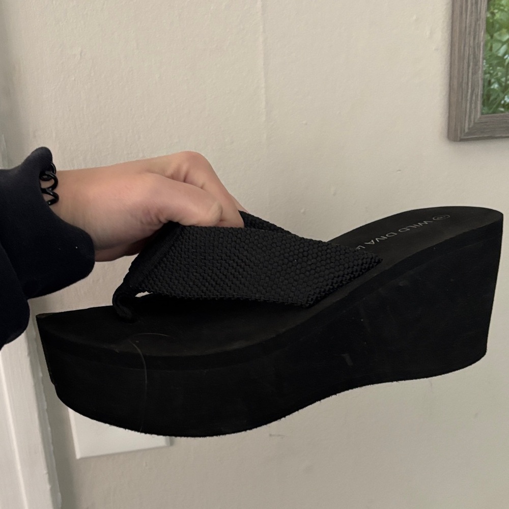 Wild Diva Black Platform Sandals